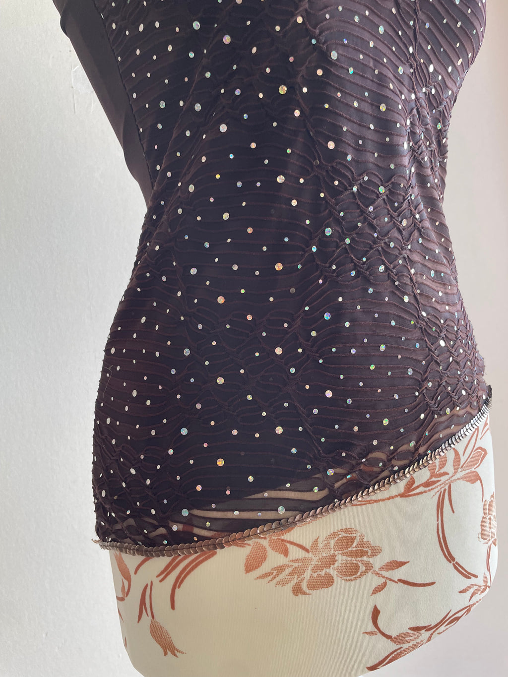 Sequin assymetrical y2k cami