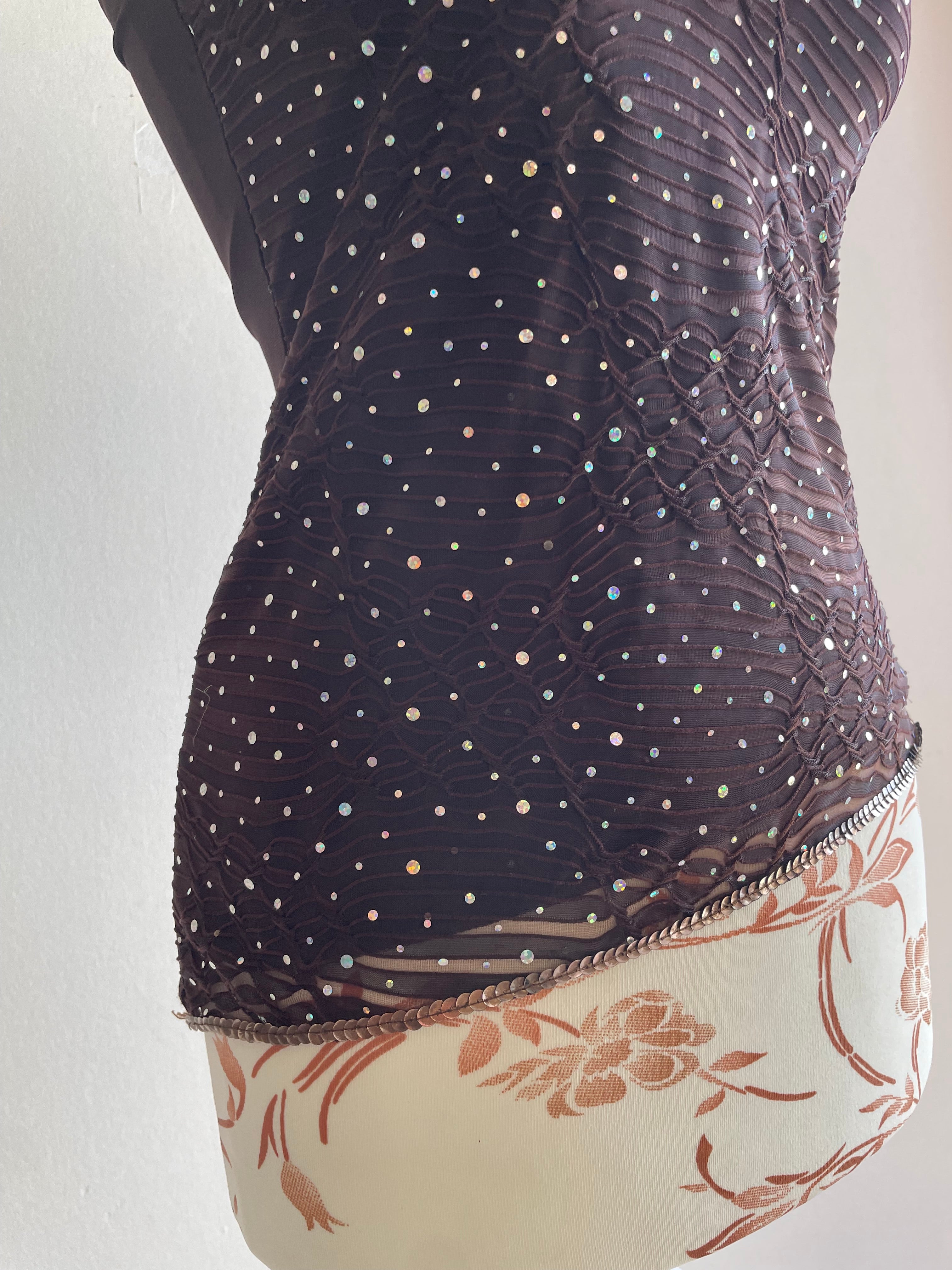 Sequin assymetrical y2k cami