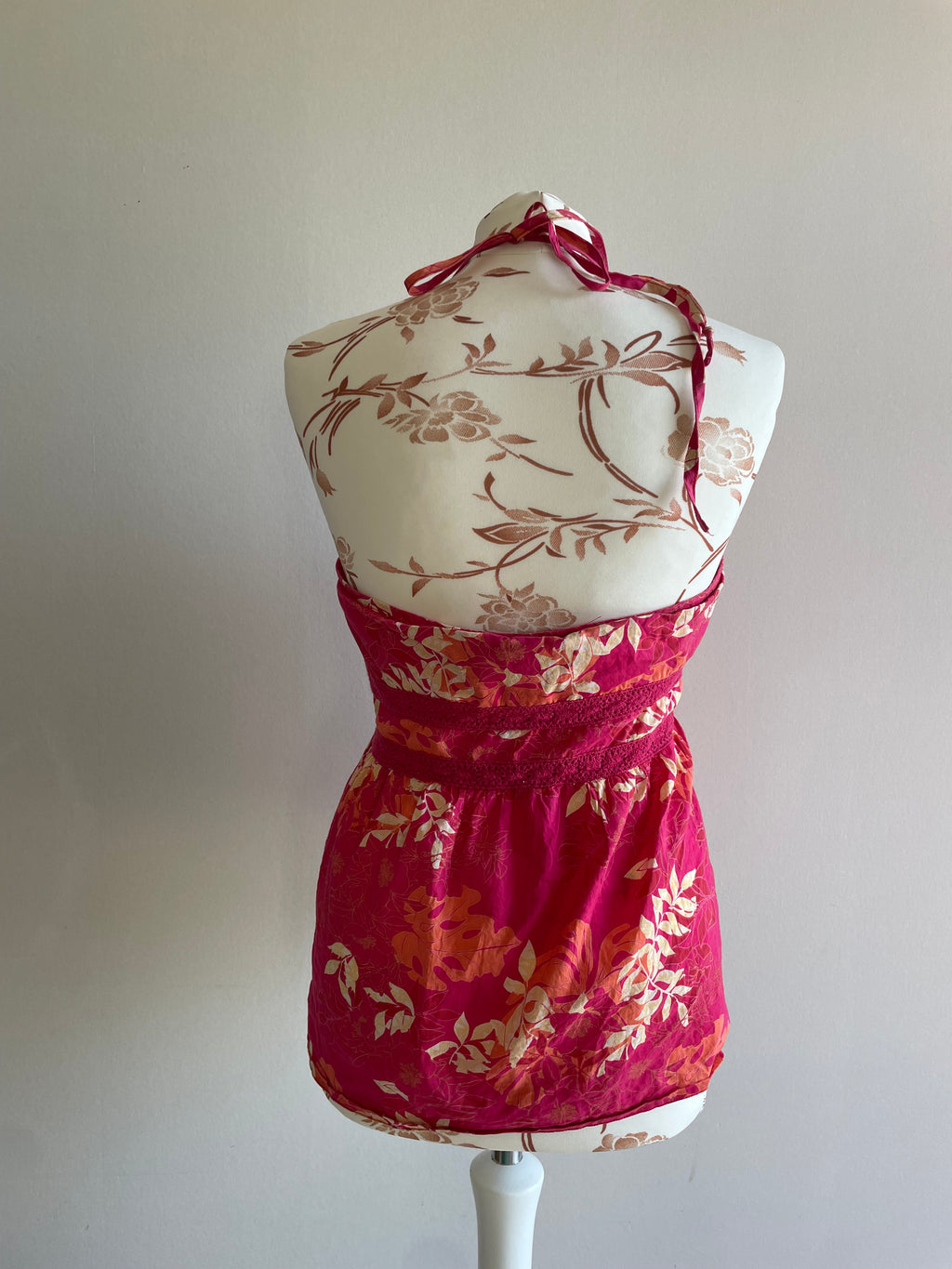 Vintage halterneck tropical babydoll top