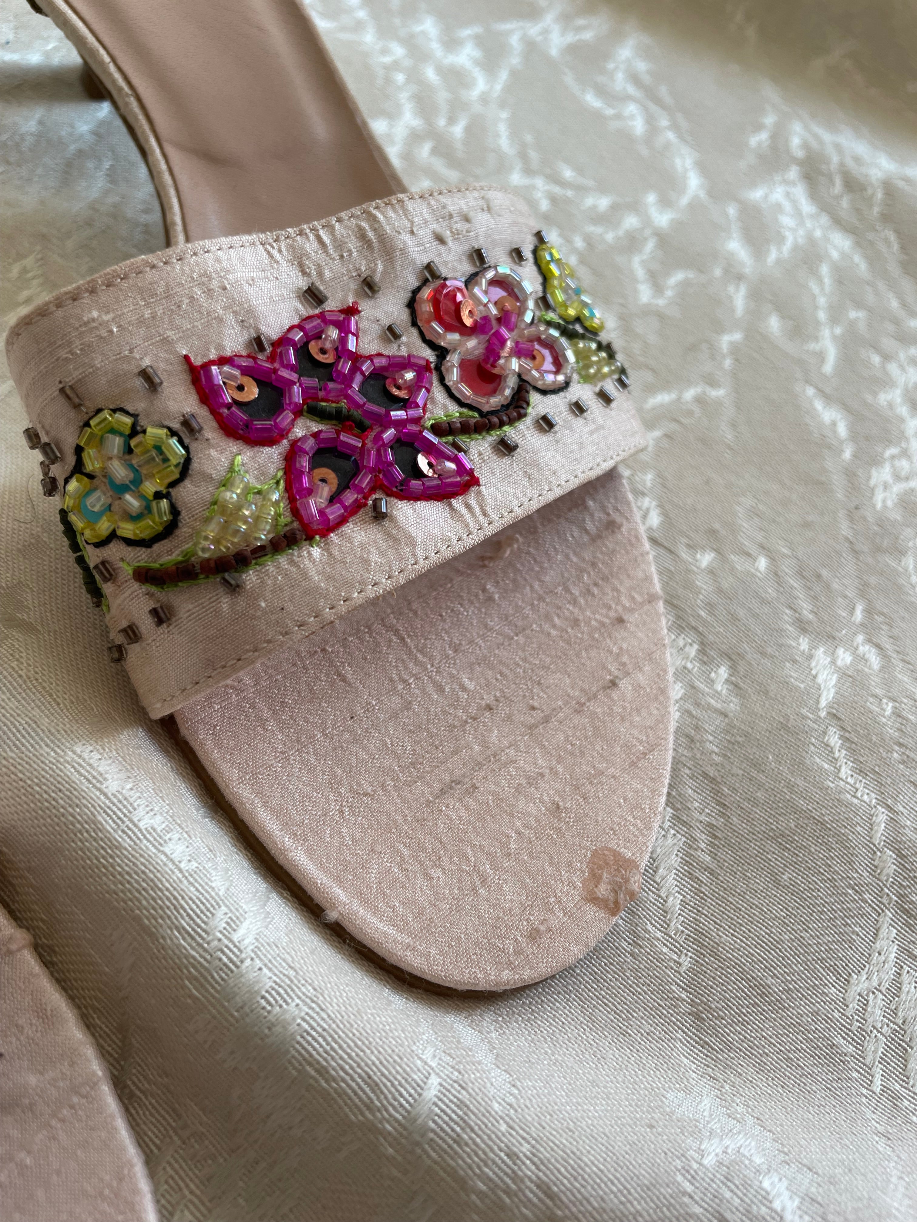 Italian vintage beaded kitten heels