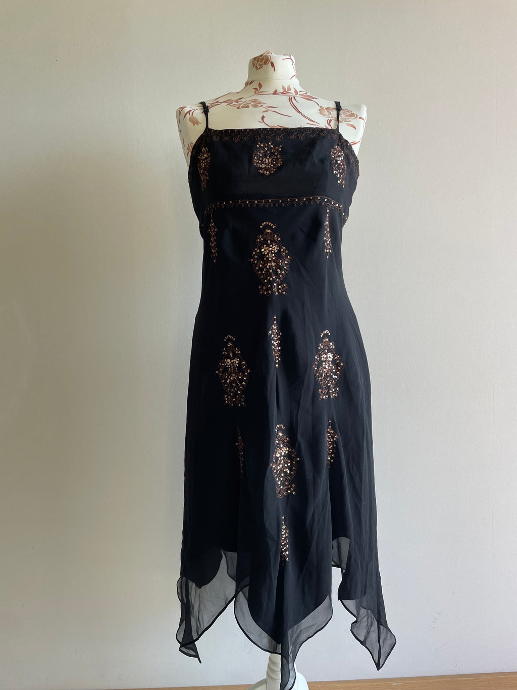 Silk beaded asymmetrical fairy dress