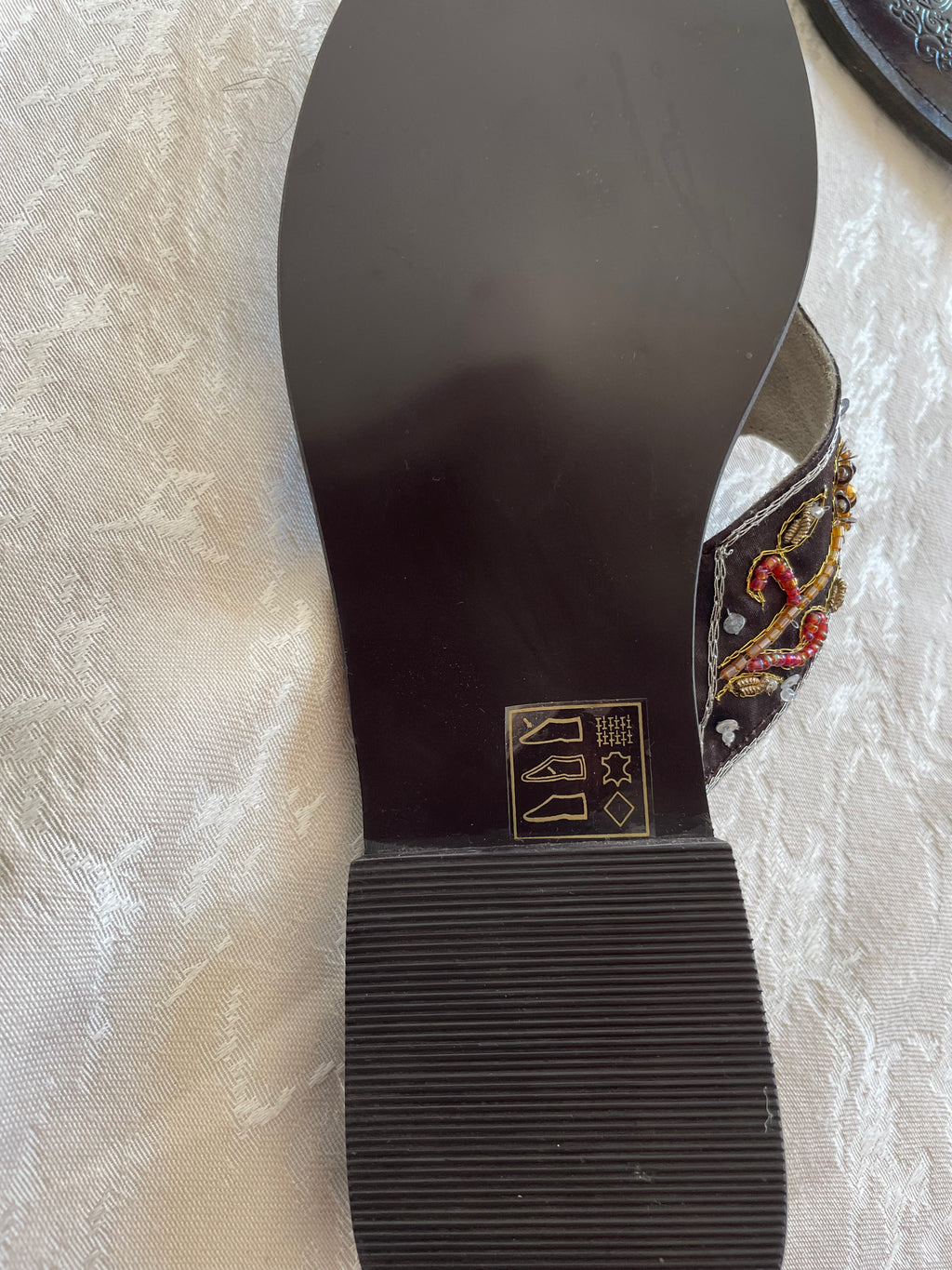 Vintage beaded buffalo sandals