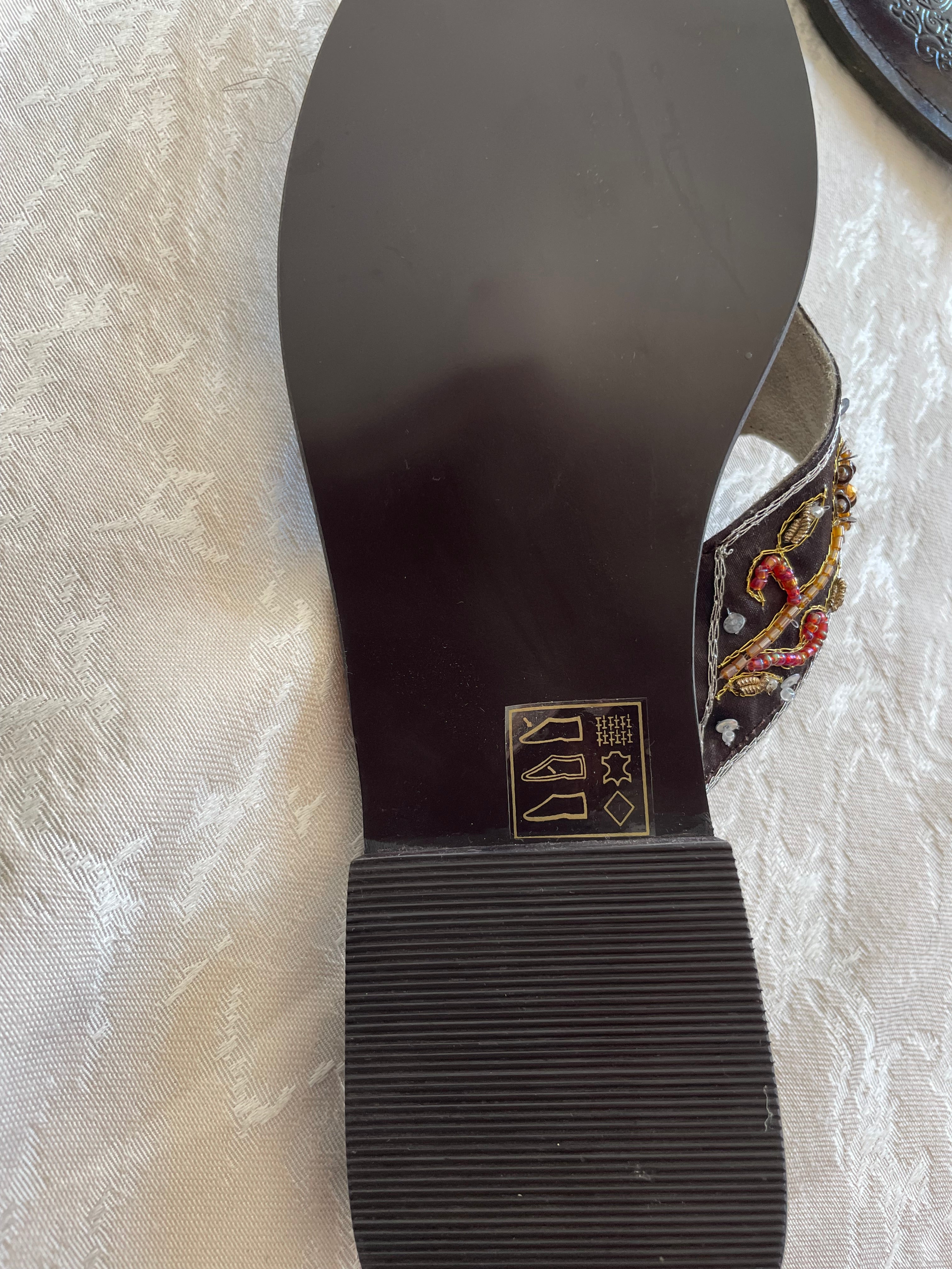 Vintage beaded buffalo sandals