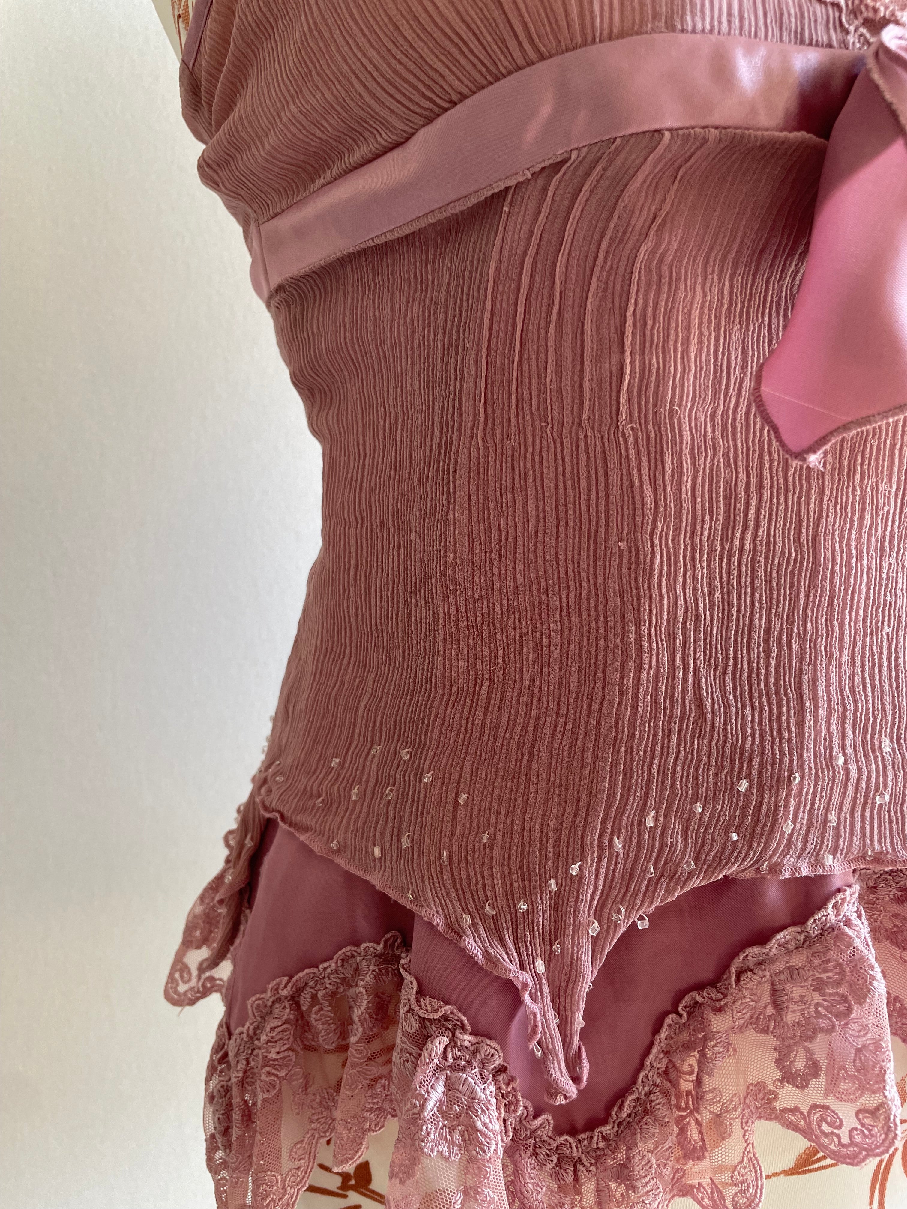 Silk rose fairy asymmetrical beaded top