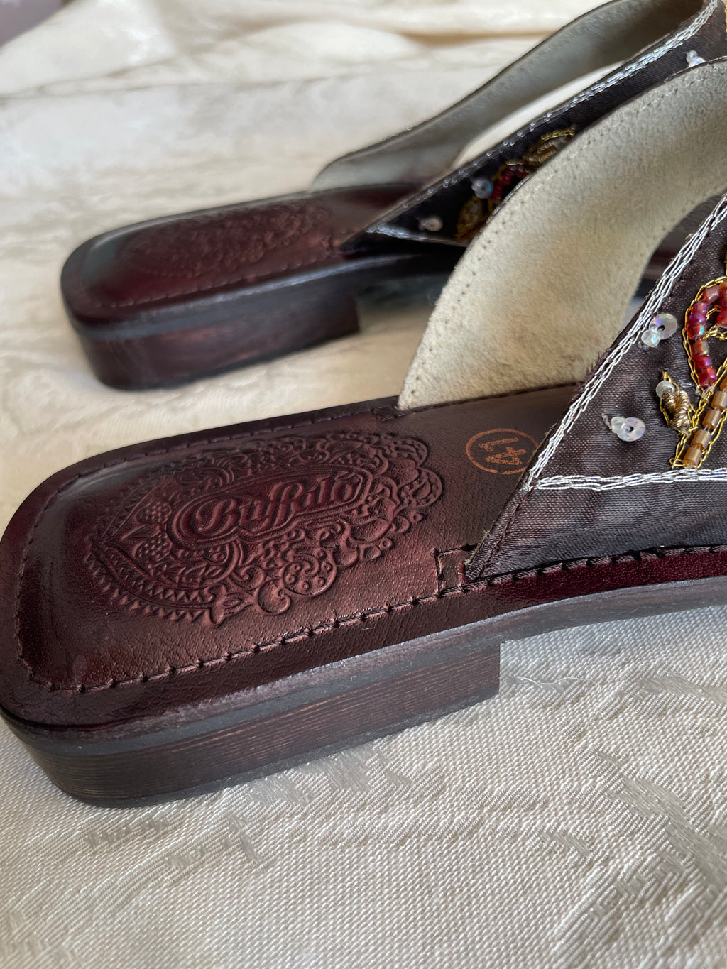 Vintage beaded buffalo sandals