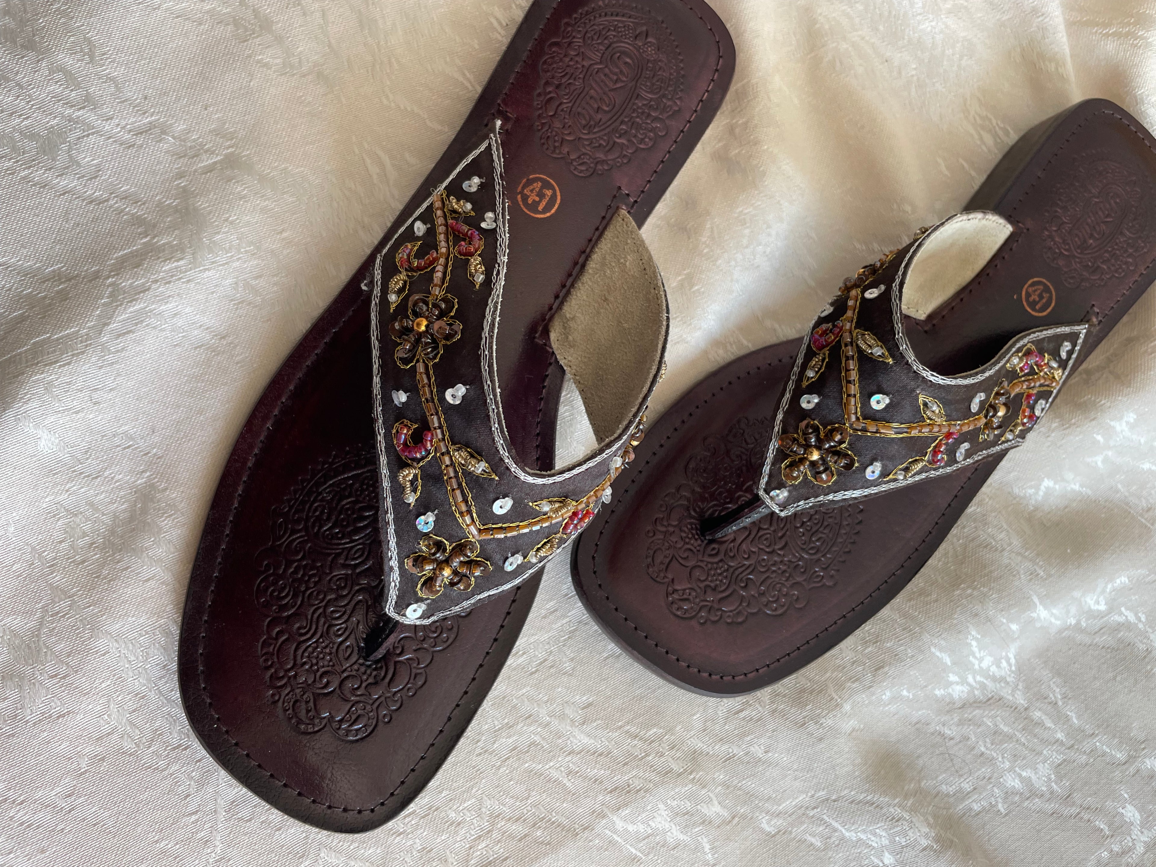 Vintage beaded buffalo sandals