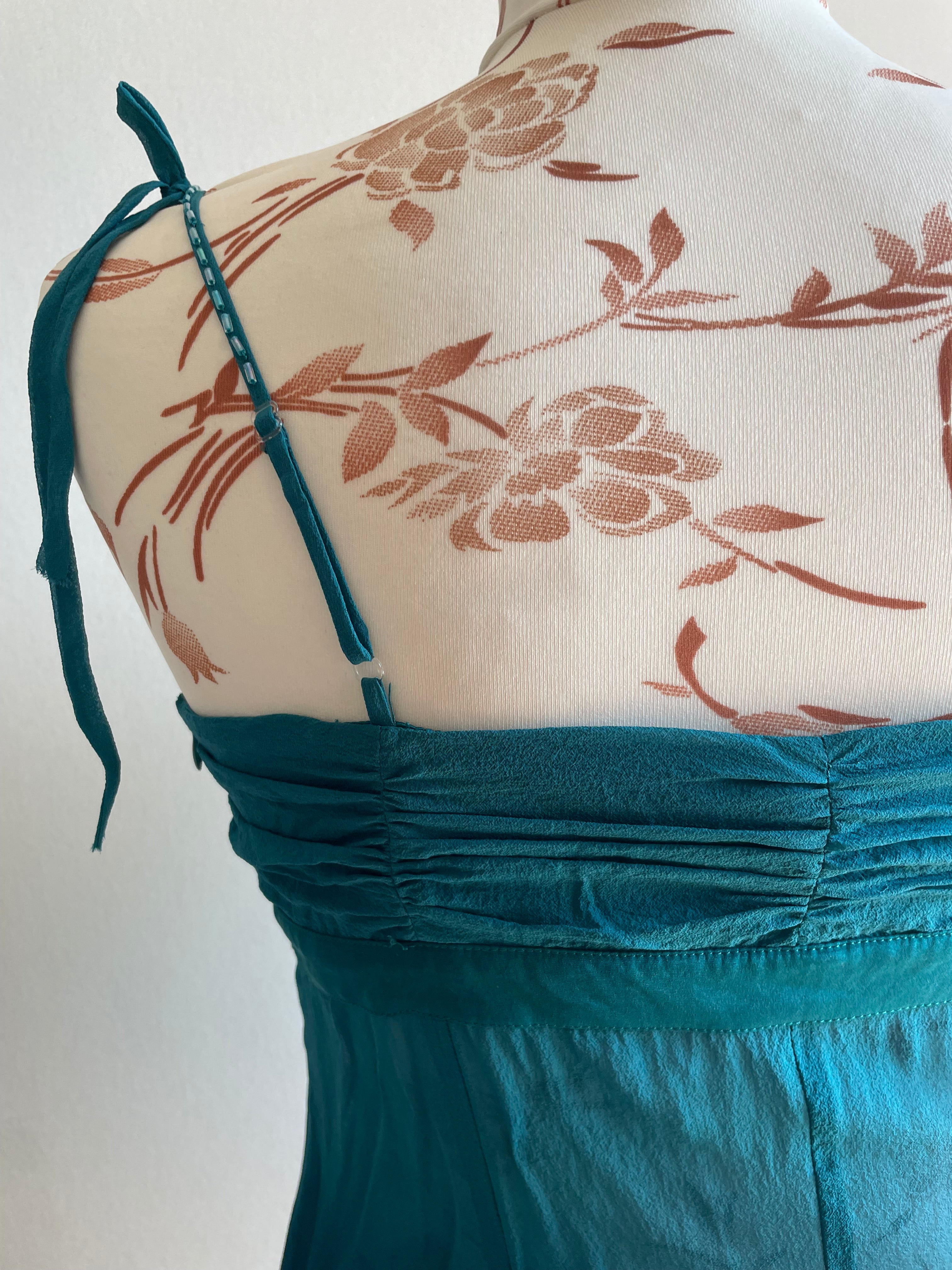 BEBE 100% silk beaded fairy top