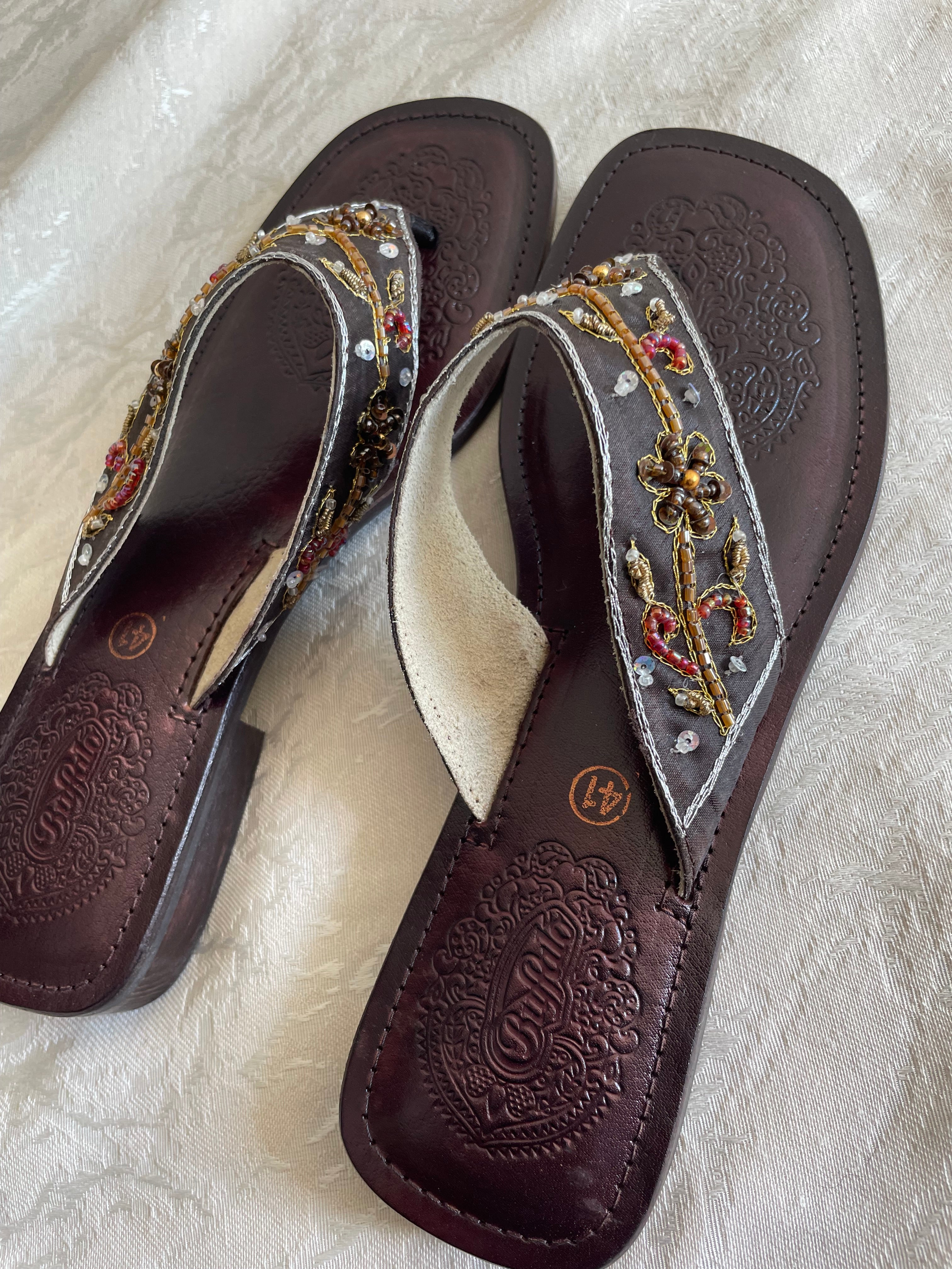 Vintage beaded buffalo sandals