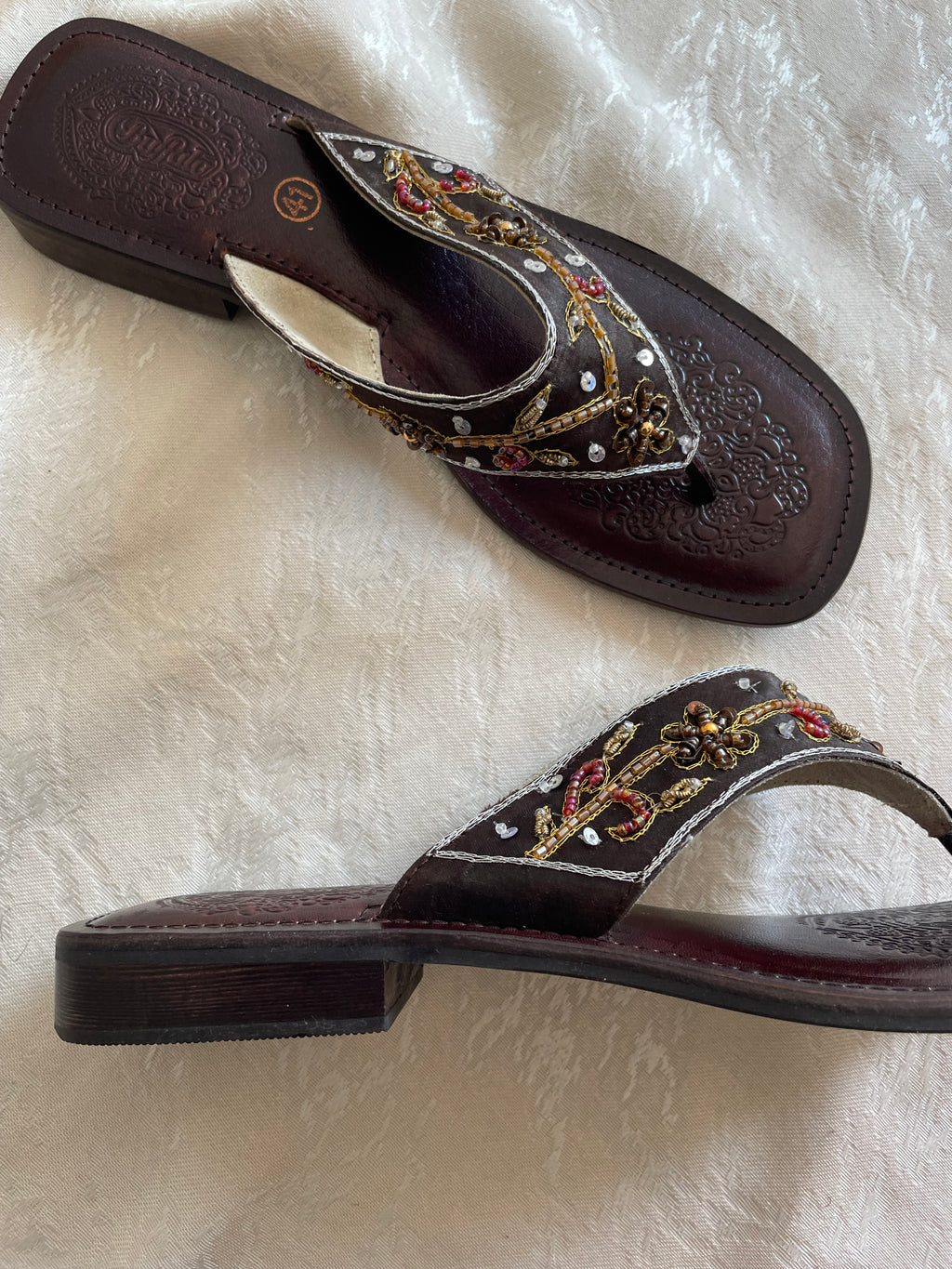 Vintage beaded buffalo sandals