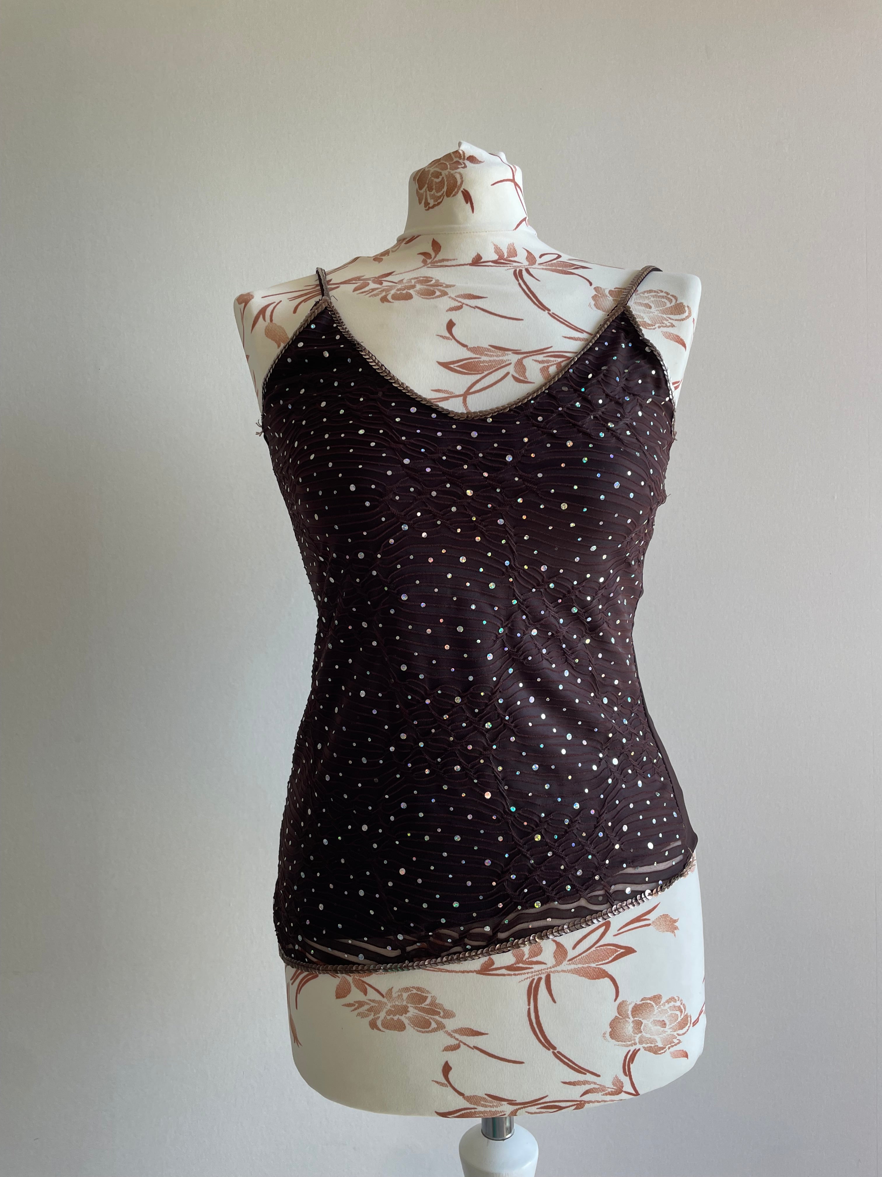 Sequin assymetrical y2k cami