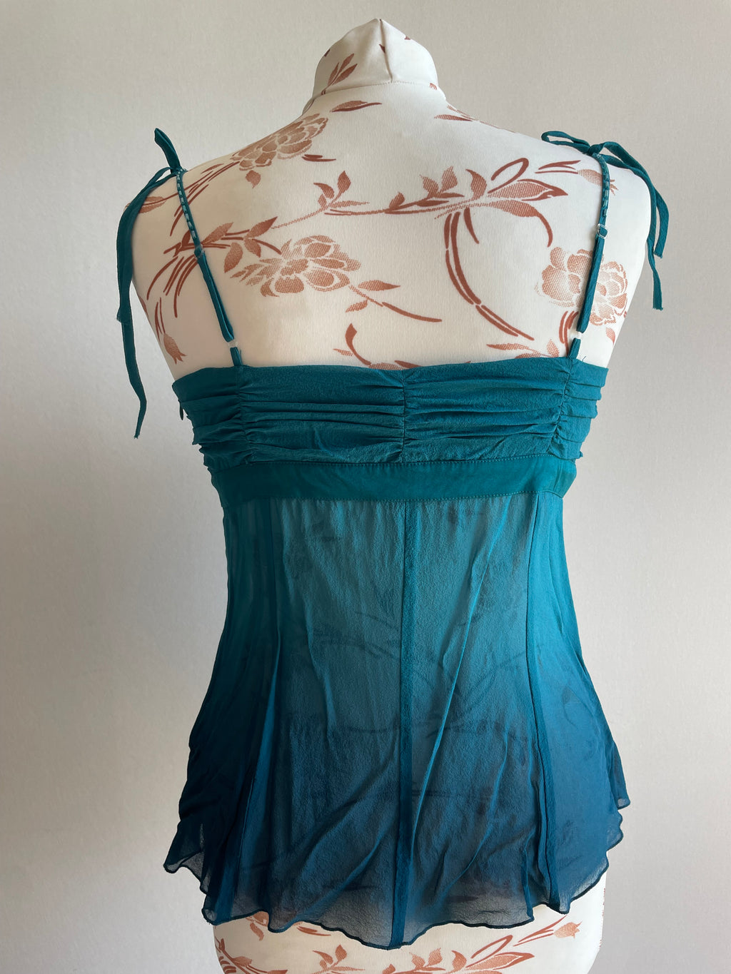 BEBE 100% silk beaded fairy top
