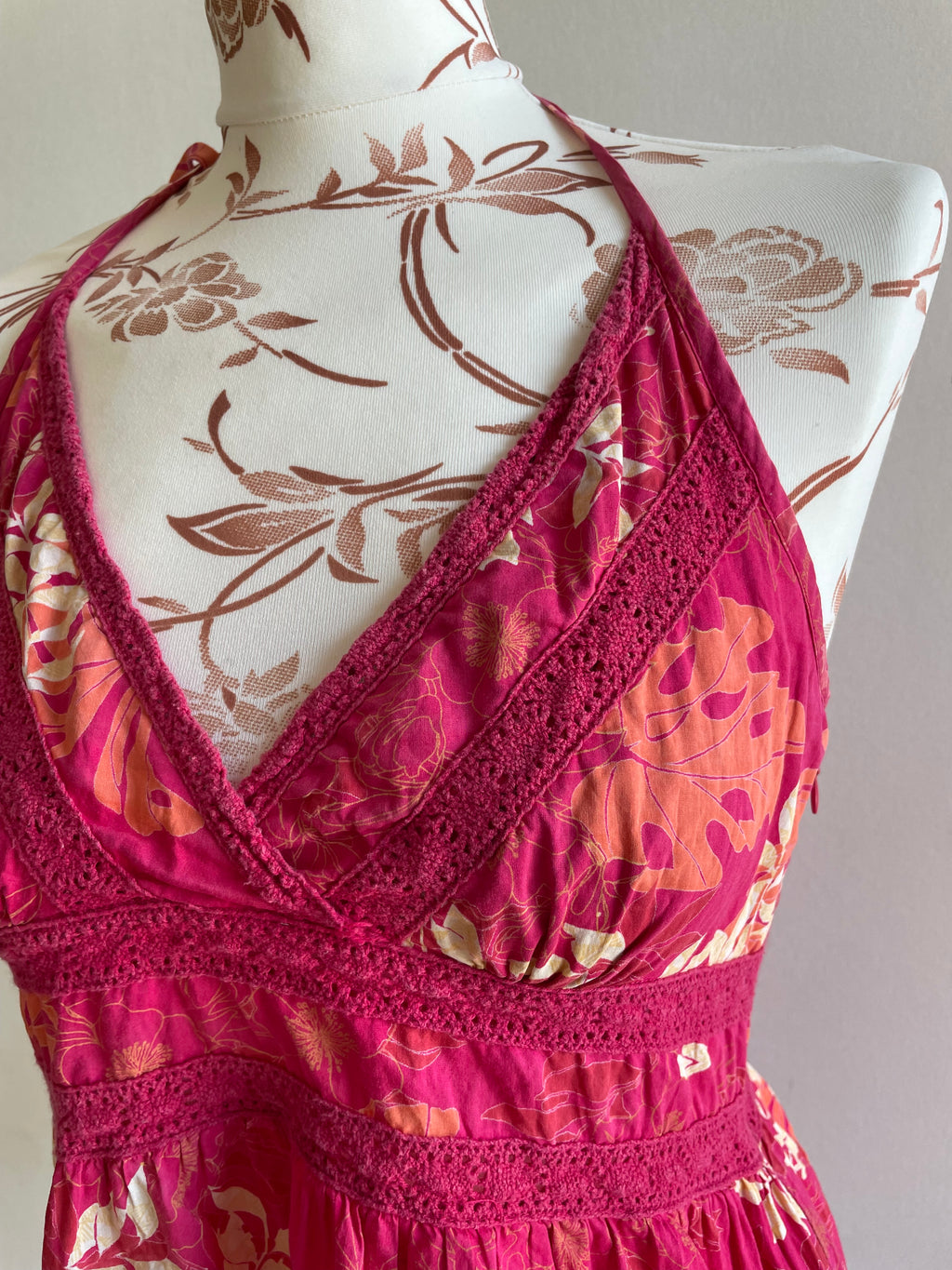 Vintage halterneck tropical babydoll top