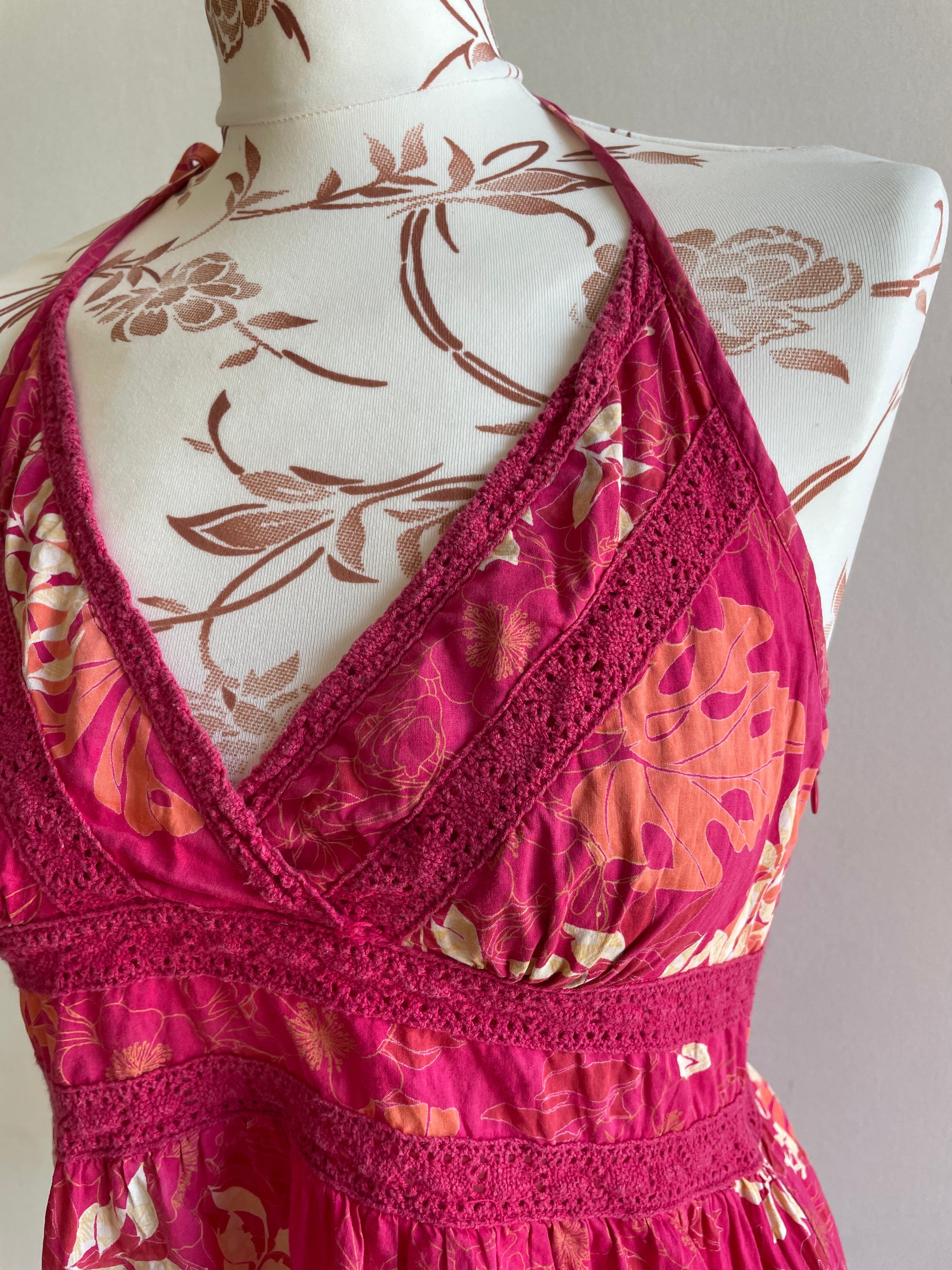 Vintage halterneck tropical babydoll top