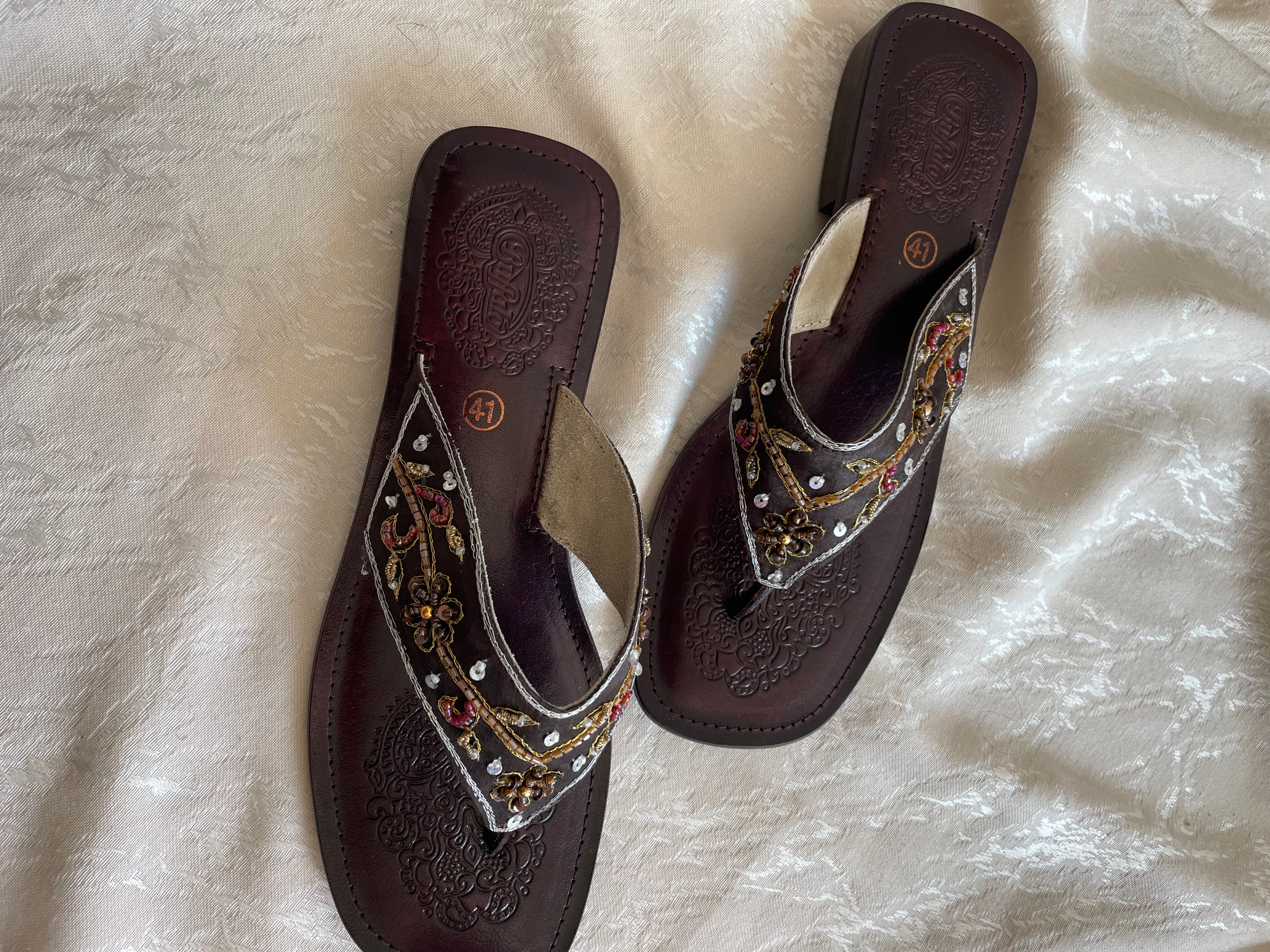 Vintage beaded buffalo sandals