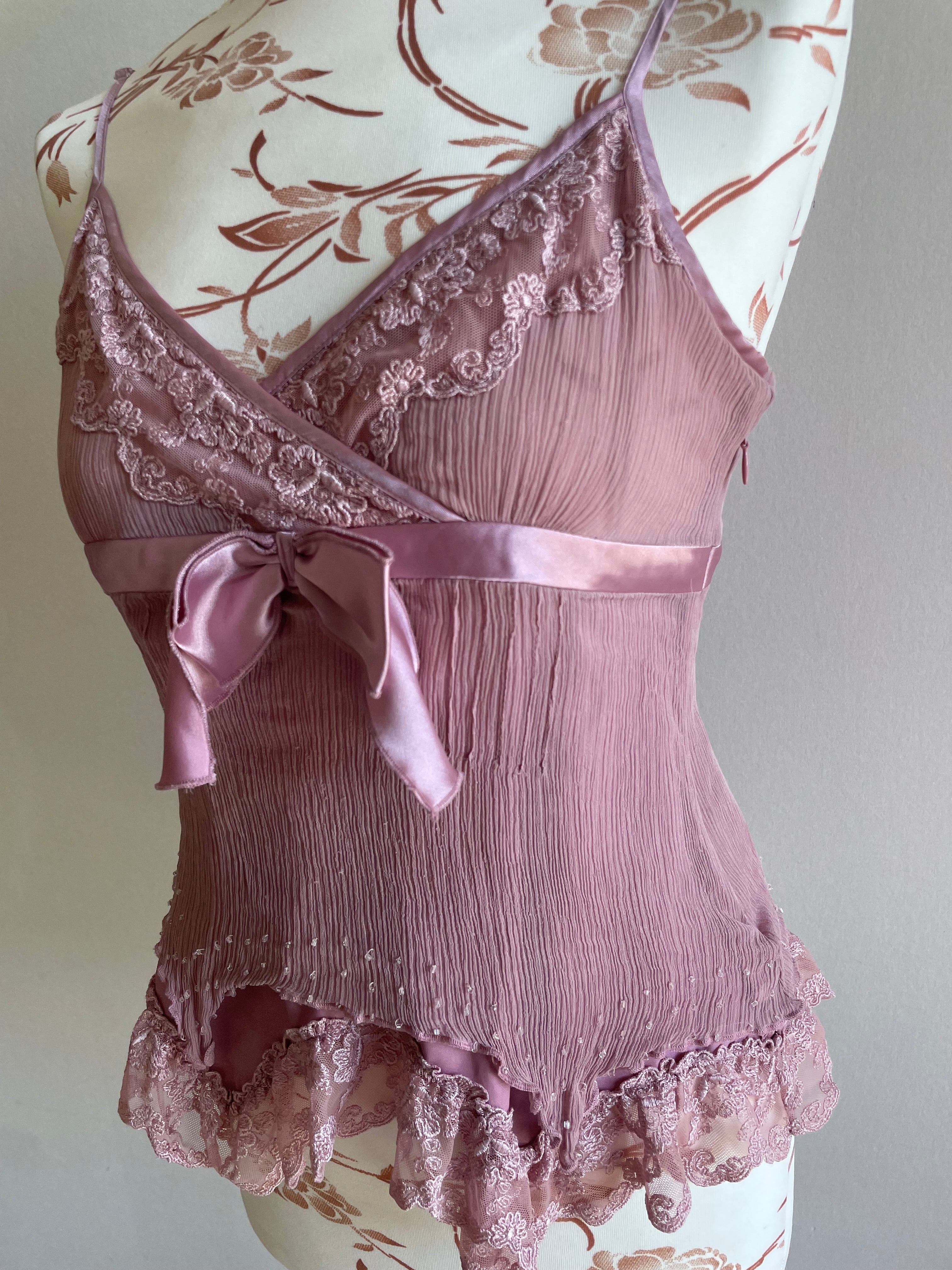 Silk rose fairy asymmetrical beaded top