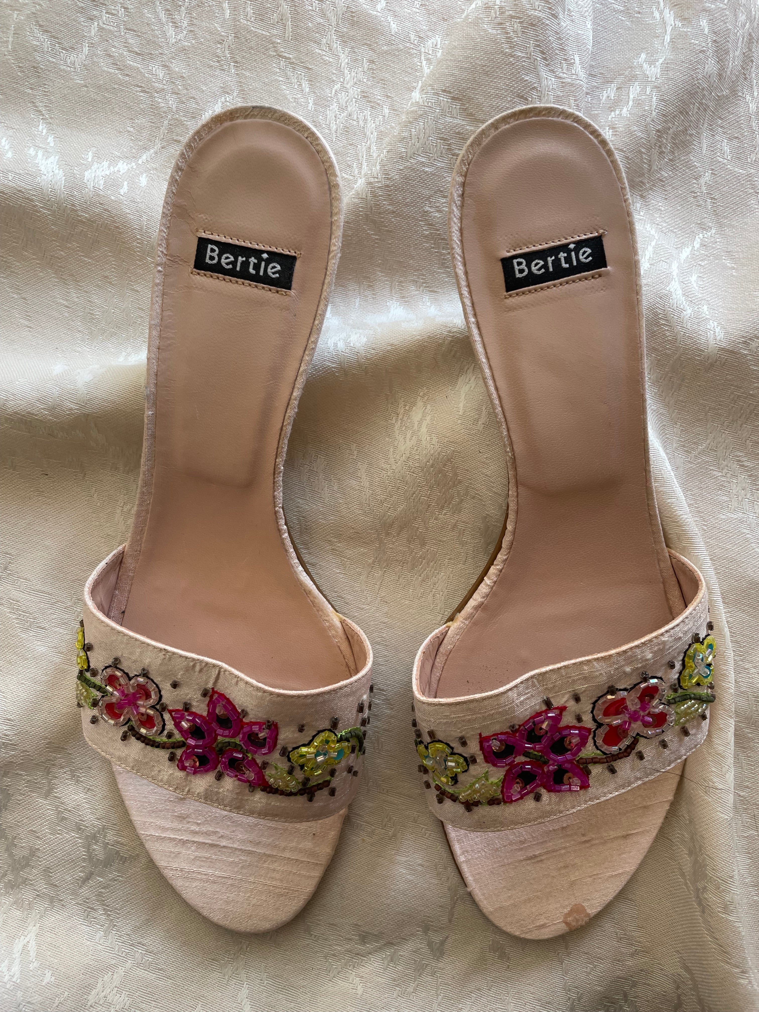 Italian vintage beaded kitten heels