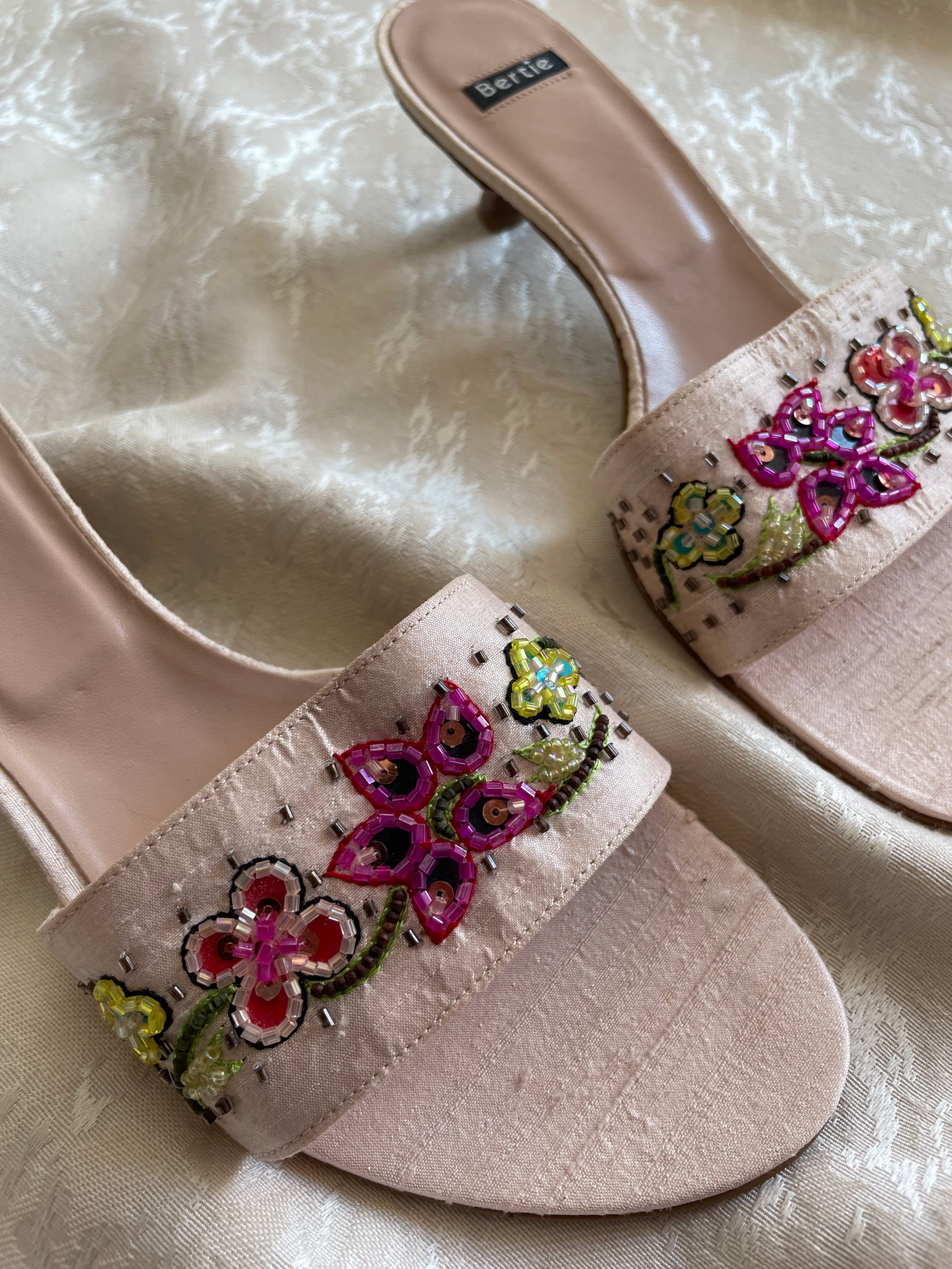 Italian vintage beaded kitten heels