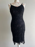 90’s Crochet asymmetrical beaded dress