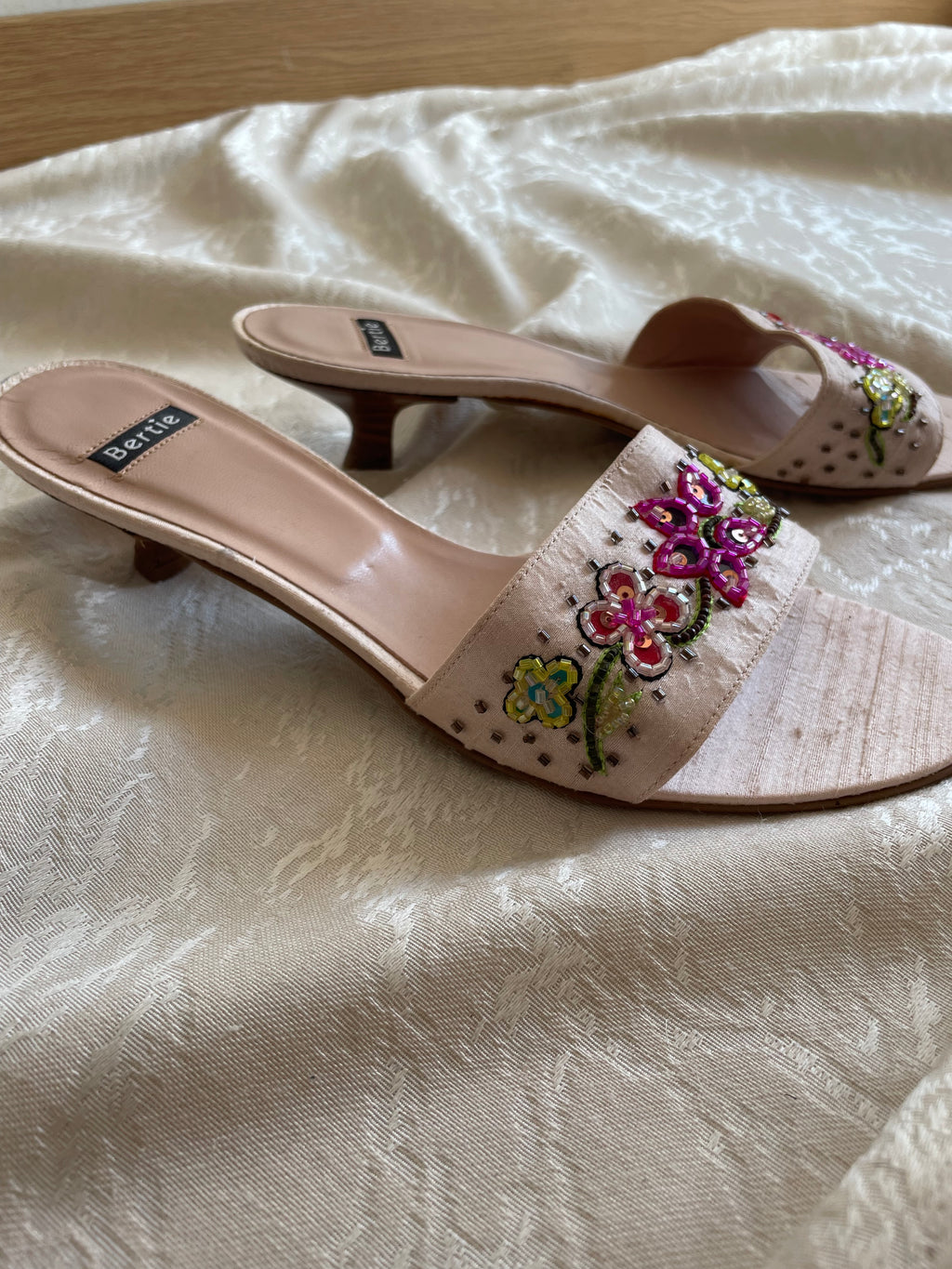 Italian vintage beaded kitten heels