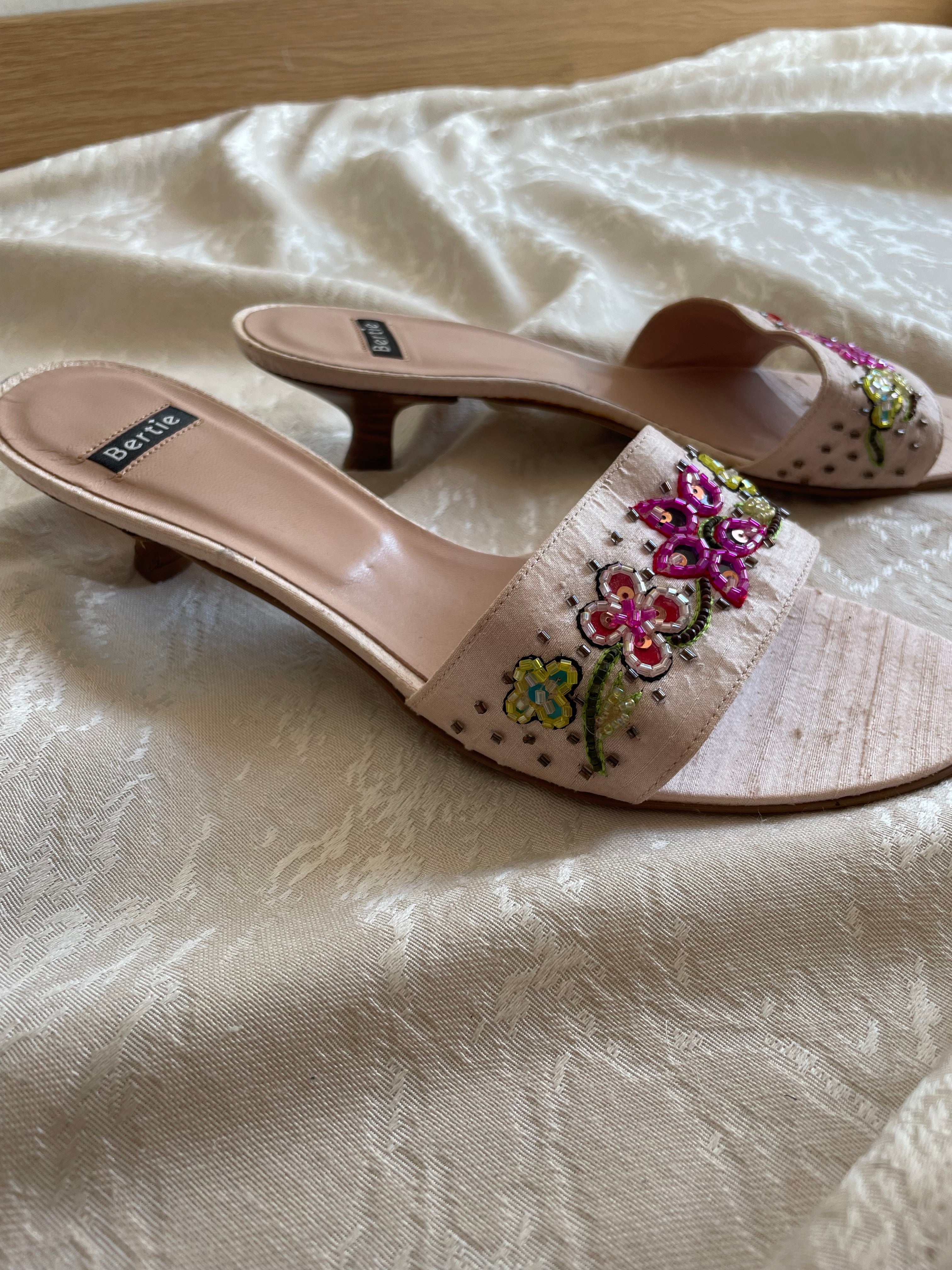 Italian vintage beaded kitten heels