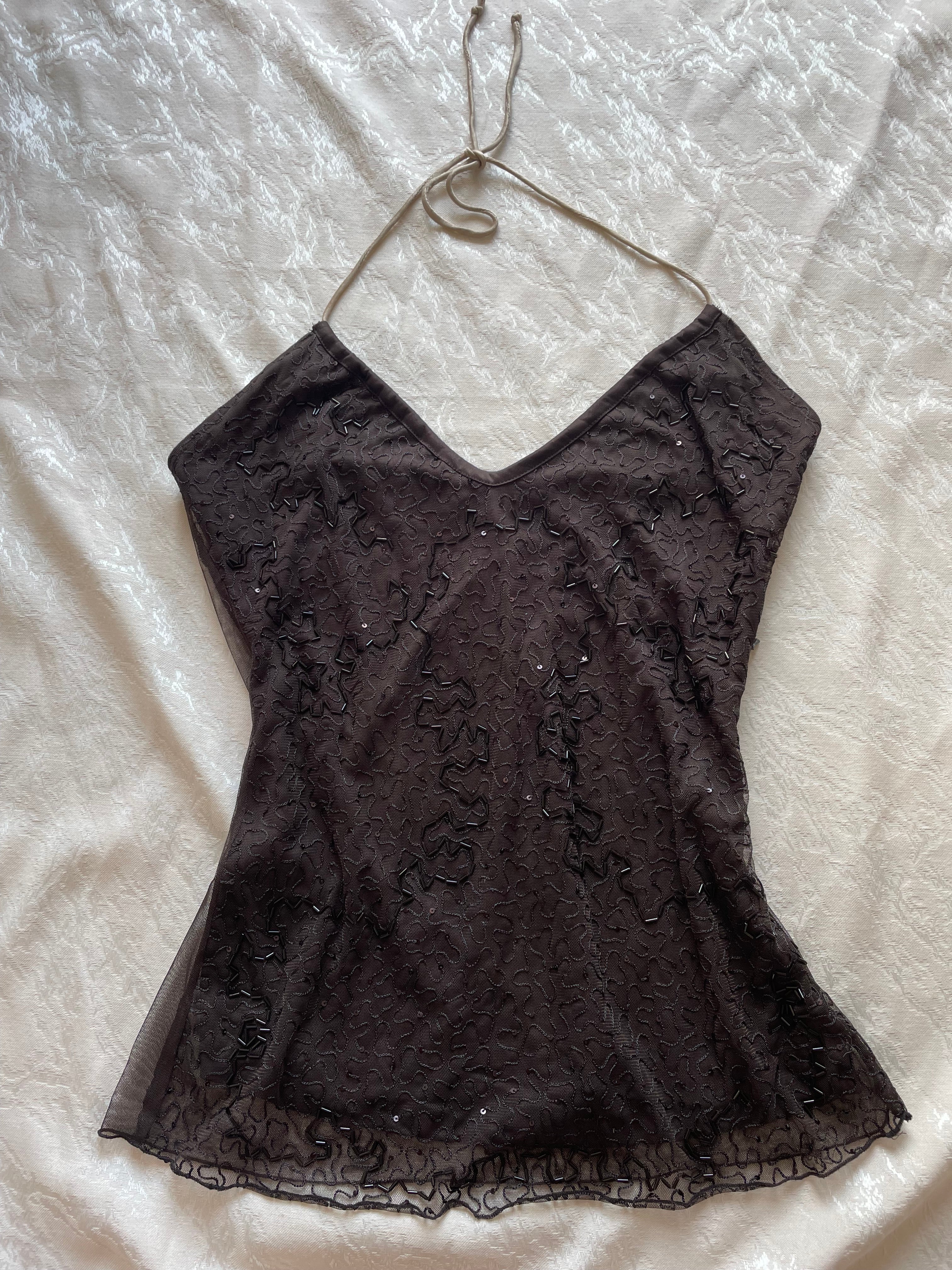 Beaded halterneck