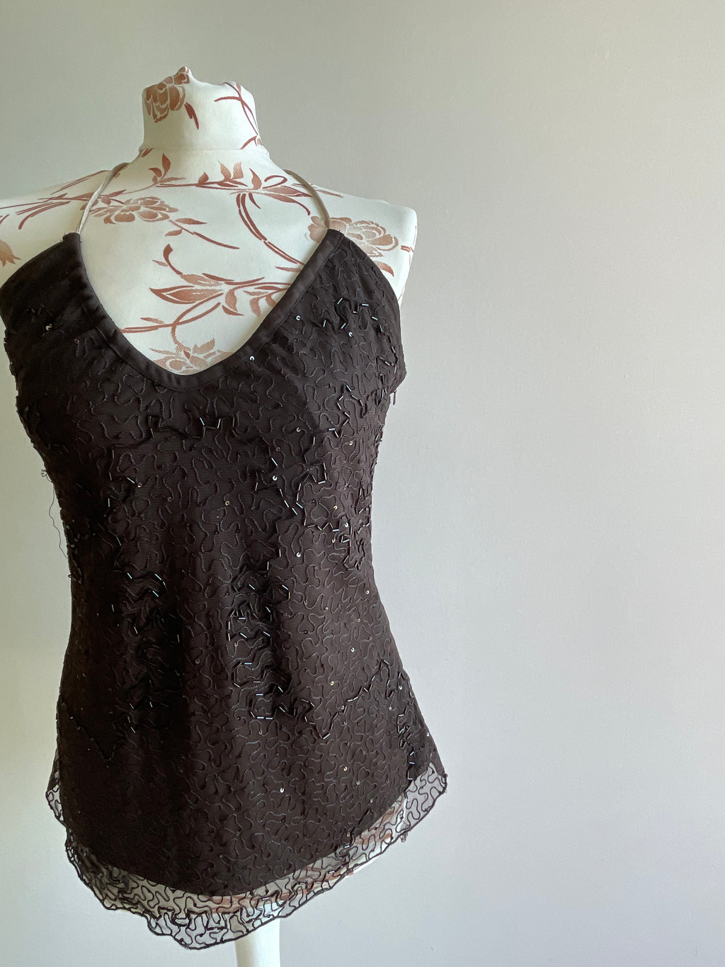 Beaded halterneck