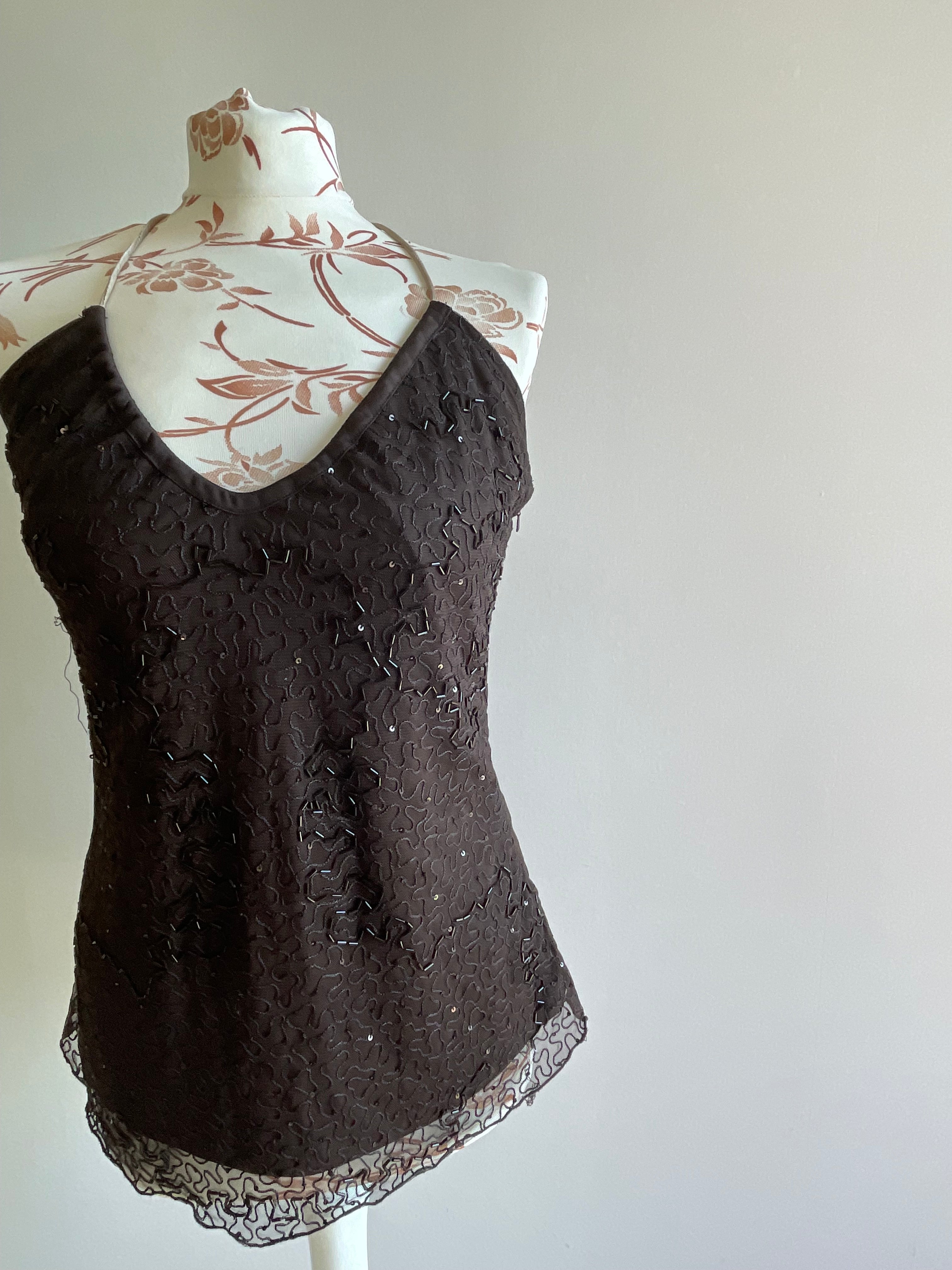 Beaded halterneck
